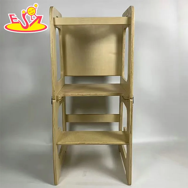 Kitchen Helper Step Stool Standing Folding Wooden Learning Tower For Kids W08G396