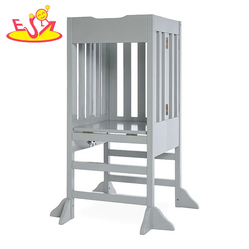 Kitchen Helper Step Stool Standing Folding Wooden Learning Tower For Kids W08G396